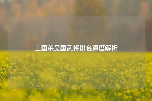 三国杀吴国武将排名深度解析