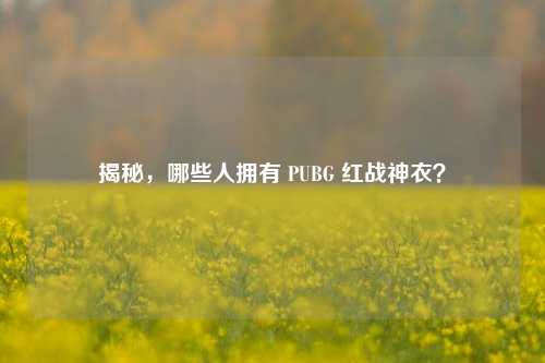 揭秘，哪些人拥有 PUBG 红战神衣？