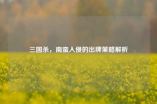 三国杀，南蛮入侵的出牌策略解析