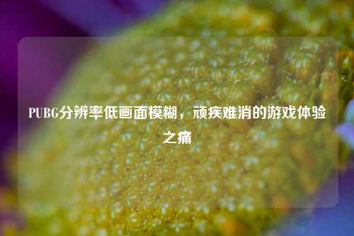 PUBG分辨率低画面模糊，顽疾难消的游戏体验之痛