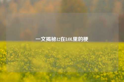 一文揭秘12在LOL里的梗
