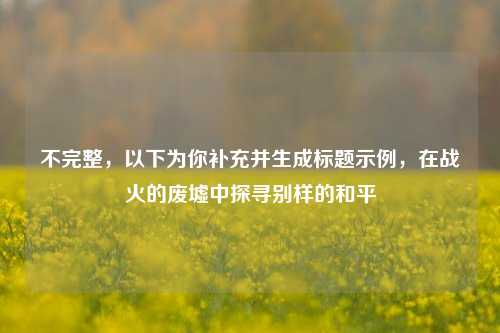 不完整，以下为你补充并生成标题示例，在战火的废墟中探寻别样的和平