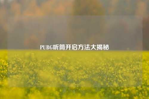 PUBG听筒开启方法大揭秘
