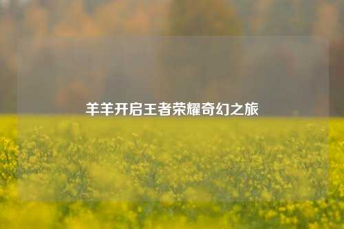 羊羊开启王者荣耀奇幻之旅