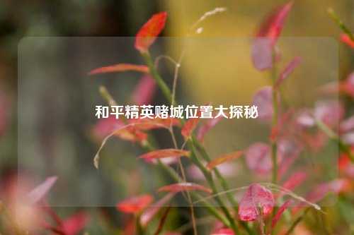 和平精英赌城位置大探秘