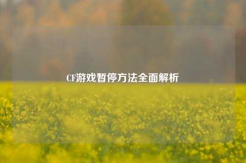 CF游戏暂停方法全面解析