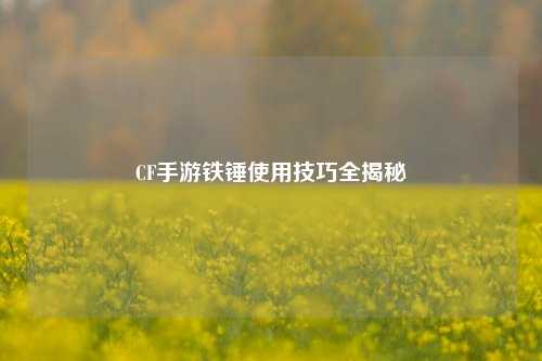 CF手游铁锤使用技巧全揭秘