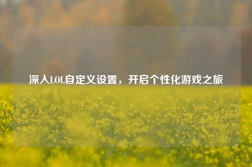 深入LOL自定义设置，开启个性化游戏之旅