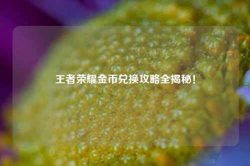王者荣耀金币兑换攻略全揭秘！
