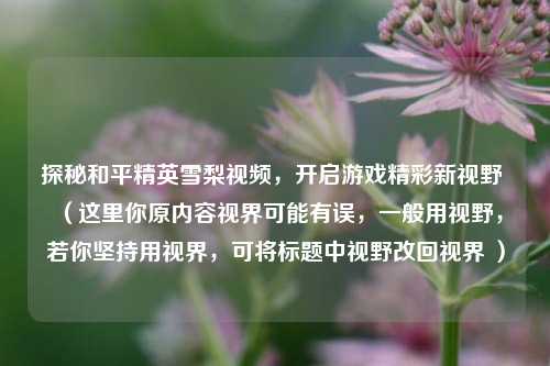 探秘和平精英雪梨视频，开启游戏精彩新视野 （这里你原内容视界可能有误，一般用视野，若你坚持用视界，可将标题中视野改回视界 ）