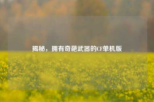 揭秘，拥有奇葩武器的CF单机版