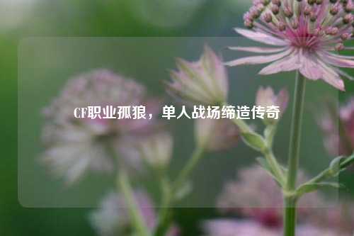 CF职业孤狼，单人战场缔造传奇