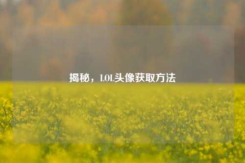 揭秘，LOL头像获取方法