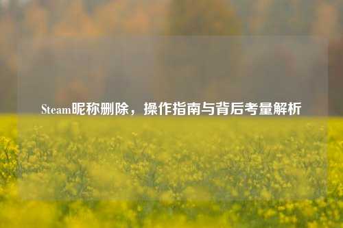 Steam昵称删除，操作指南与背后考量解析