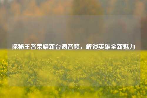 探秘王者荣耀新台词音频，解锁英雄全新魅力