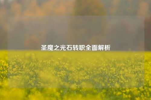 圣魔之光石转职全面解析