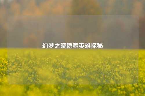 幻梦之晓隐藏英雄探秘