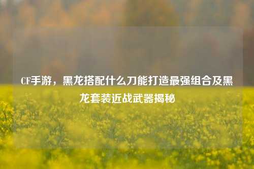 CF手游，黑龙搭配什么刀能打造最强组合及黑龙套装近战武器揭秘