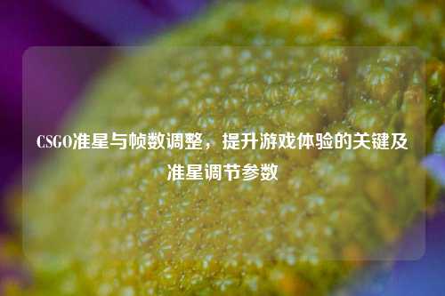 CSGO准星与帧数调整，提升游戏体验的关键及准星调节参数