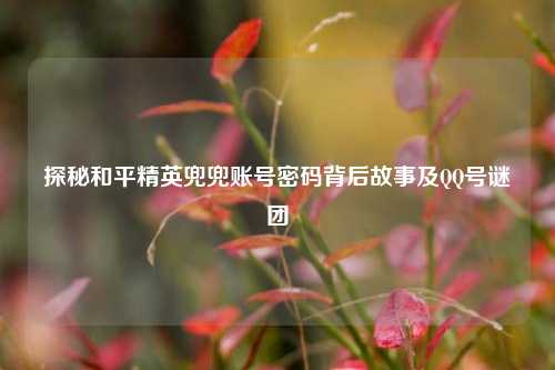 探秘和平精英兜兜账号密码背后故事及QQ号谜团