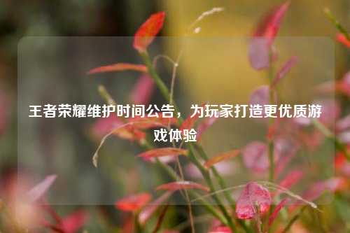 王者荣耀维护时间公告，为玩家打造更优质游戏体验