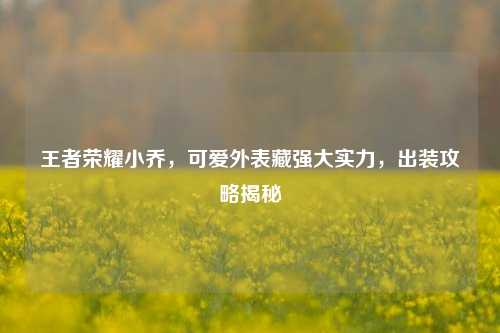 王者荣耀小乔，可爱外表藏强大实力，出装攻略揭秘