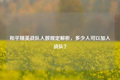 和平精英战队人数规定解析，多少人可以加入战队？