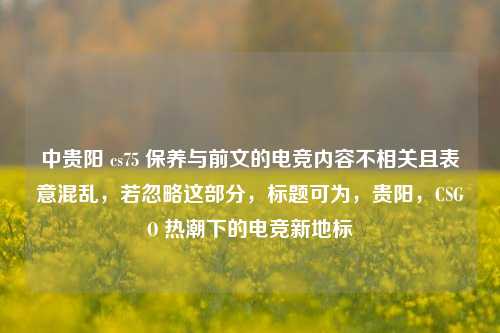 中贵阳 cs75 保养与前文的电竞内容不相关且表意混乱，若忽略这部分，标题可为，贵阳，CSGO 热潮下的电竞新地标