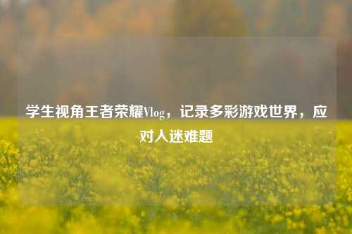 学生视角王者荣耀Vlog，记录多彩游戏世界，应对入迷难题