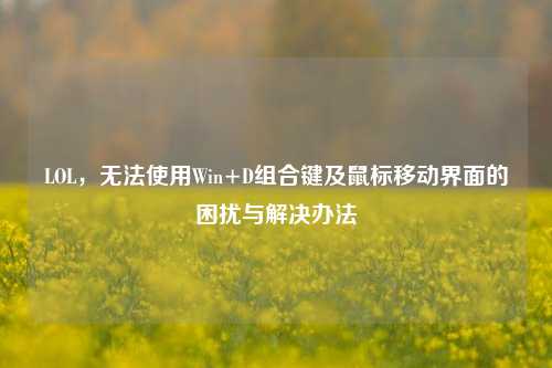 LOL，无法使用Win+D组合键及鼠标移动界面的困扰与解决办法