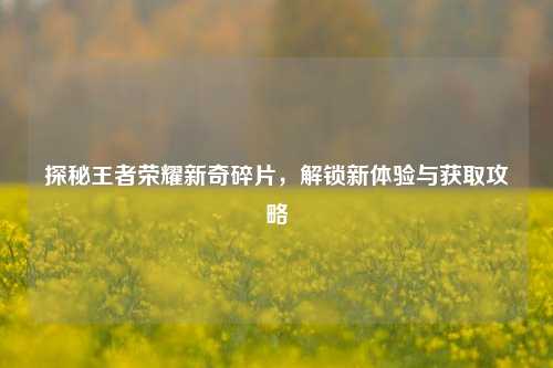 探秘王者荣耀新奇碎片，解锁新体验与获取攻略