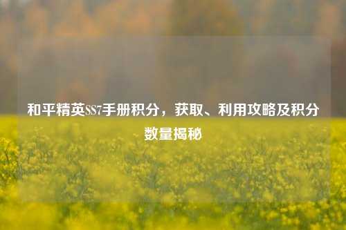 和平精英SS7手册积分，获取、利用攻略及积分数量揭秘