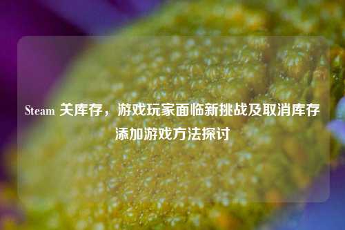 Steam 关库存，游戏玩家面临新挑战及取消库存添加游戏方法探讨