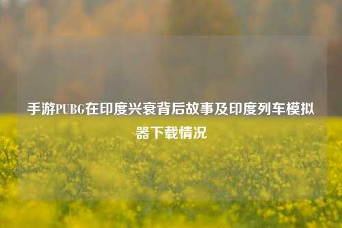 手游PUBG在印度兴衰背后故事及印度列车模拟器下载情况