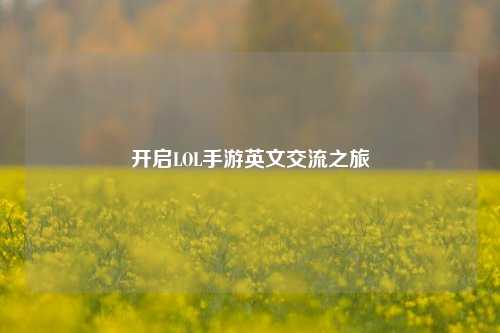 开启LOL手游英文交流之旅