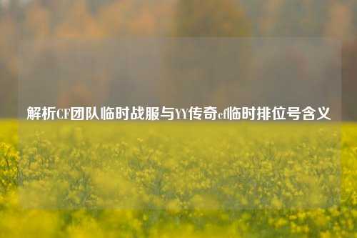 解析CF团队临时战服与YY传奇cf临时排位号含义