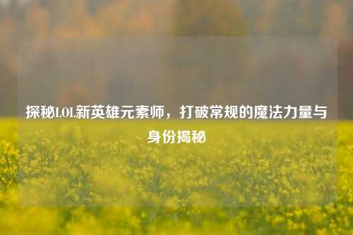探秘LOL新英雄元素师，打破常规的魔法力量与身份揭秘