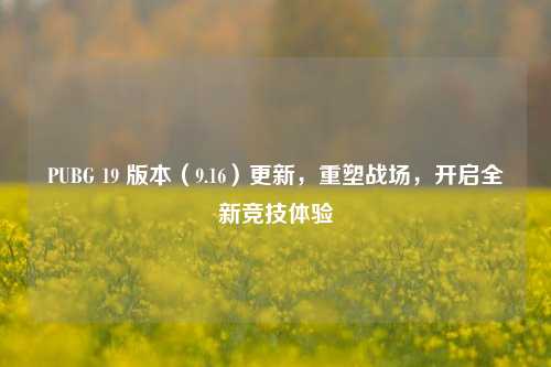 PUBG 19 版本（9.16）更新，重塑战场，开启全新竞技体验
