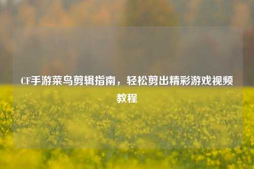 CF手游菜鸟剪辑指南，轻松剪出精彩游戏视频教程