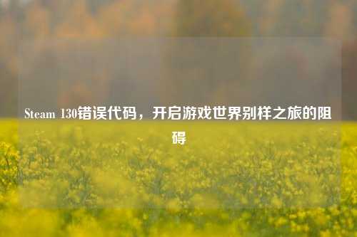 Steam 130错误代码，开启游戏世界别样之旅的阻碍
