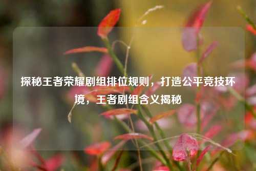 探秘王者荣耀剧组排位规则，打造公平竞技环境，王者剧组含义揭秘