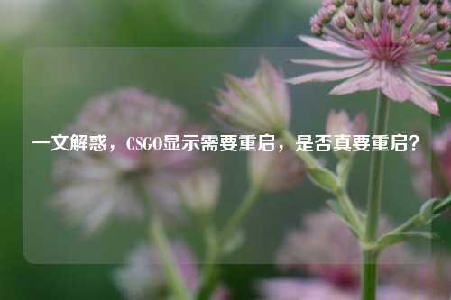 一文解惑，CSGO显示需要重启，是否真要重启？