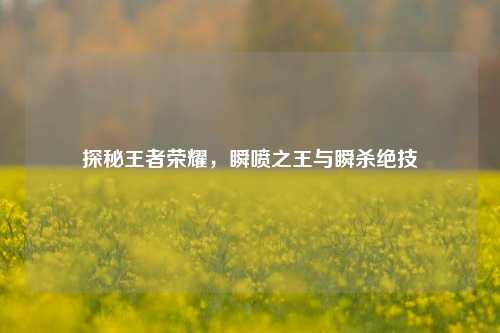 探秘王者荣耀，瞬喷之王与瞬杀绝技