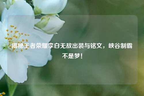 揭秘王者荣耀李白无敌出装与铭文，峡谷制霸不是梦！