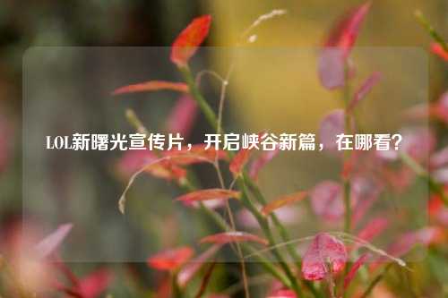 LOL新曙光宣传片，开启峡谷新篇，在哪看？