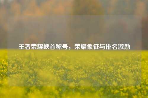 王者荣耀峡谷称号，荣耀象征与排名激励