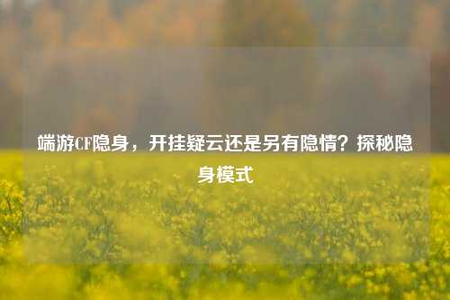 端游CF隐身，开挂疑云还是另有隐情？探秘隐身模式