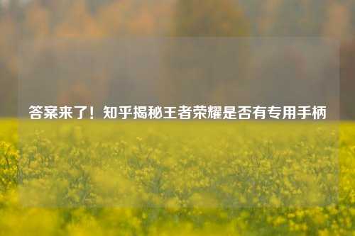 答案来了！知乎揭秘王者荣耀是否有专用手柄