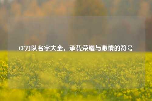 CF刀队名字大全，承载荣耀与激情的符号