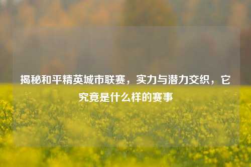 揭秘和平精英城市联赛，实力与潜力交织，它究竟是什么样的赛事
